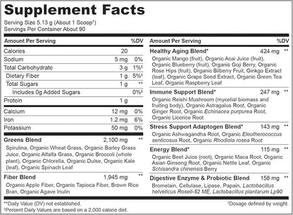 NATURELO Raw Greens Superfood Powder - Unsweetened - Boost Energy, Detox, Enhance Health - Organic Spirulina - Wheat Grass - Whole Food Nutrition from Fruits & Vegetables - 480 Grams