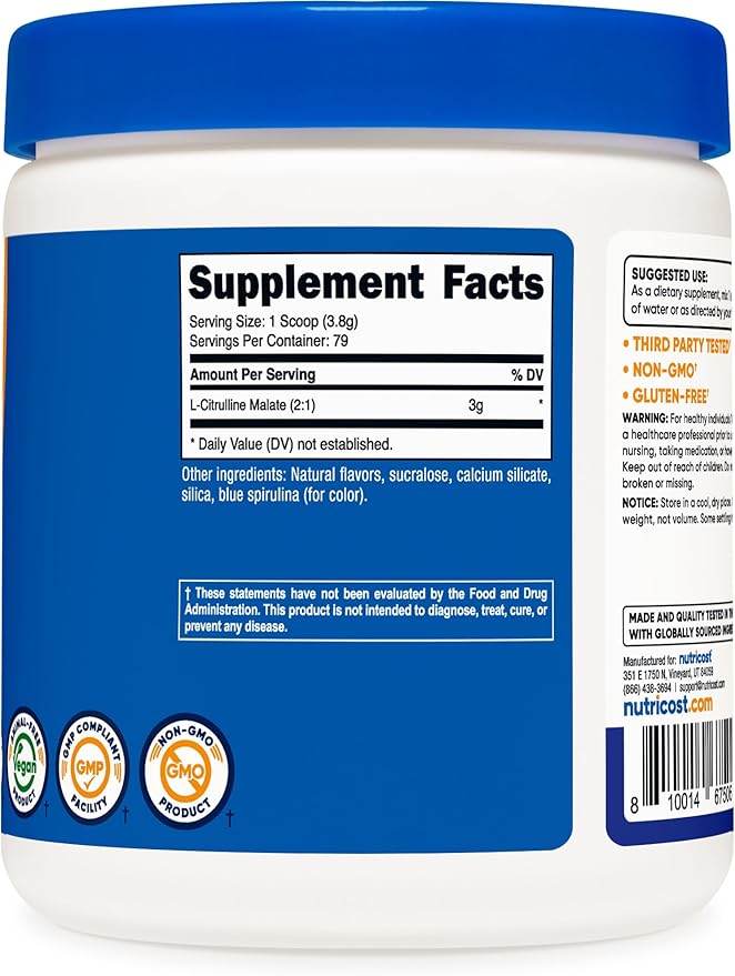 Nutricost L-Citrulline Malate 2:1 (300 Grams) (Blue Raspberry)