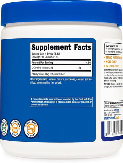 Nutricost L-Citrulline Malate 2:1 (300 Grams) (Blue Raspberry)