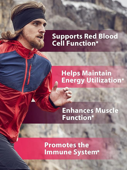 Iron Supplement for Women Men | High Potency Iron 65mg with Vitamin C 250mg | Stomach Friendly Iron Pills for Red Blood Cell & Immune Support | Vegan, Non-GMO & Gluten Free | 30 Tabs