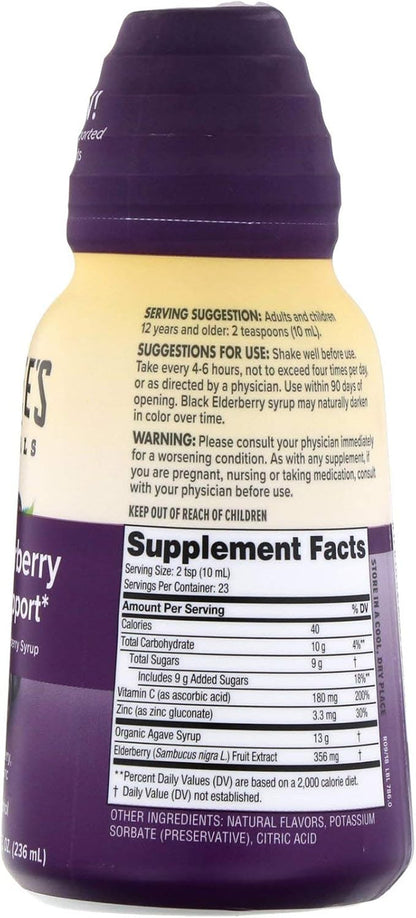 Zarbee''s Liquid Daily Immune Support, High Concentrate Liquid, with Real Elderberry Vitamin C & Zinc, Black Elderberry Flavor, For Daytime Use, 8 Fl Oz, brand is Zarbee''s