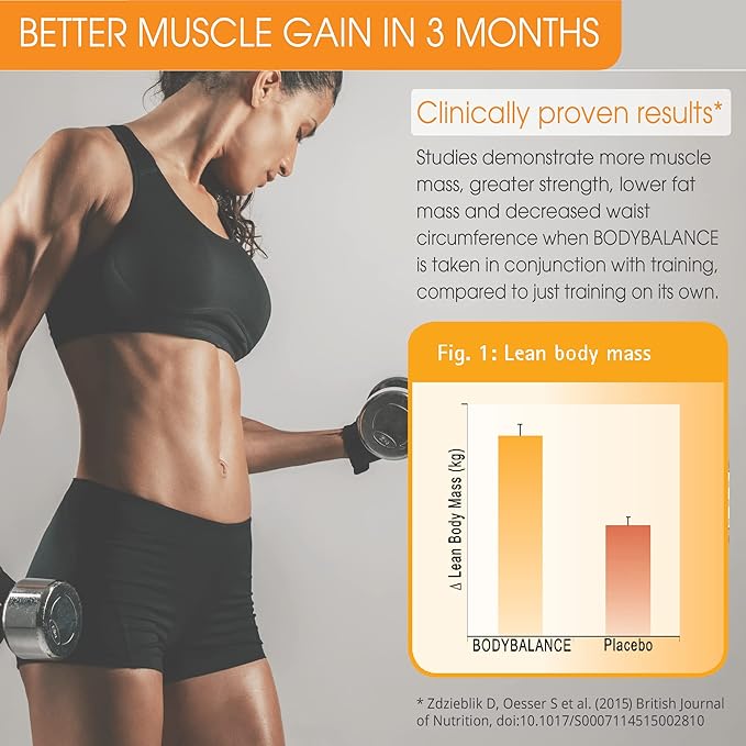 Muscle Boost (Orange) [30-Serves] | Collagen Supplement Powder with Hydrolyzed BODYBALANCE Collagen Peptides & Buffered Vitamin C | Improves Body Composition