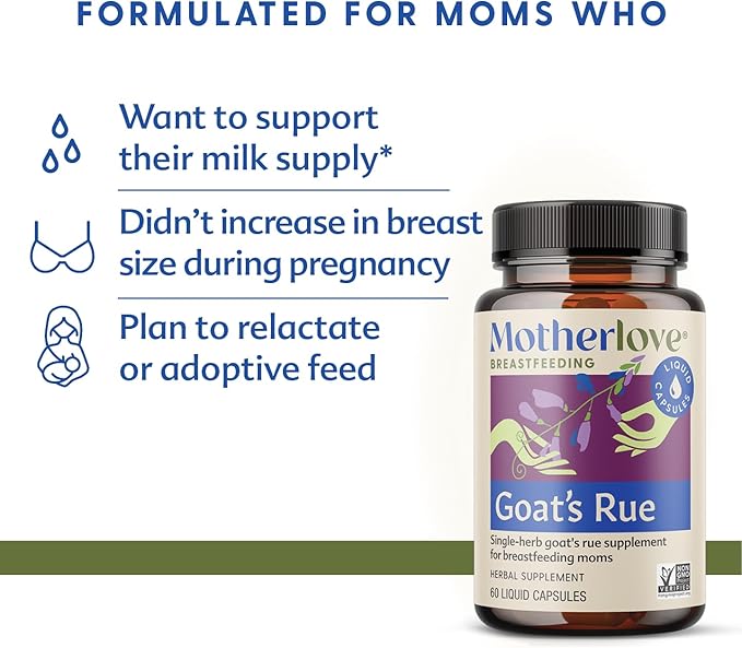 Motherlove Goat’s Rue (120 Liquid caps) Lactation Supplement for Breast Tissue Development & Supporting Breast Milk Supply —Non-GMO, Organic Herbs, Vegan, Kosher, Soy-Free