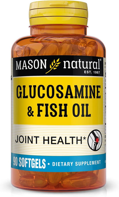 MASON NATURAL Glucosamine & Fish Oil Supplement with DHA & Omega 3 for Joint & Muscle Support, 1 Month Supply Softgel Pills