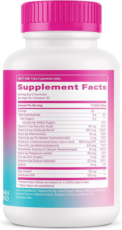 Pink Stork Premium Fertility Gummies for Women - Prenatal Conception Supplements for Her with Inositol, CoQ10, Folate and Vitamins to Support Hormone Balance, Ovulation + Menstrual Cycle, 60 Gummies
