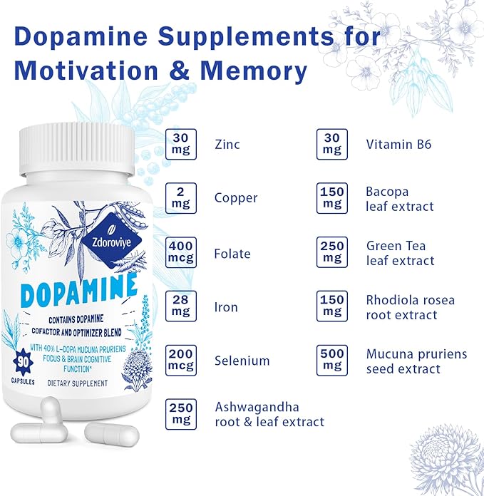 Dopamine Supplements for Men and Women - Contains 500mg Mucuna Pruriens Extract (40% L-DOPA) - 60 Capsules (2 Pack)