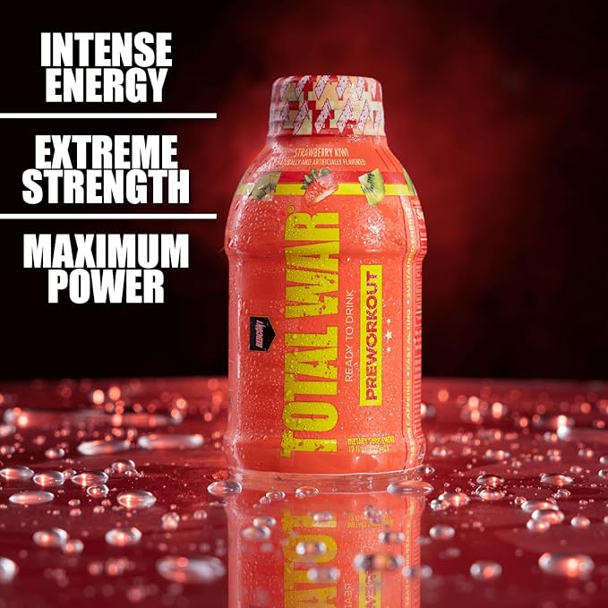 REDCON1 Total War Ready to Drink Pre Workout - Endurance Boosting, Keto Friendly RTD Formula - Amino Acid + Citrulline Malate Pre Workout Drink for Men & Women (Fruit Punch, 12 Servings)