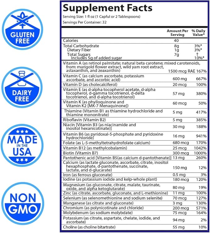 DRUCKER Labs 2.0 (Peach Mango) & intraMIN (Tropical Fruit) - Organic Liquid Trace Minerals, Liquid Multivitamin, Immune Support, Non GMO, Dairy Free, Gluten Free, Vegan (32 oz. Each)