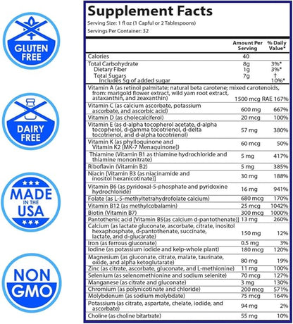 DRUCKER Labs 2.0 (Peach Mango) & intraMIN (Tropical Fruit) - Organic Liquid Trace Minerals, Liquid Multivitamin, Immune Support, Non GMO, Dairy Free, Gluten Free, Vegan (32 oz. Each)
