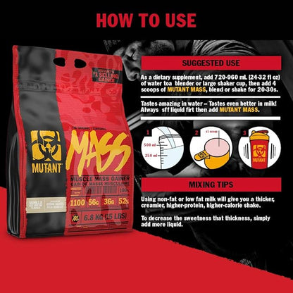 Mutant Mass Weight Gainer Protein Powder - Mass Builder for Bulking and Lean Mass Gainer, The Weight Gainer Men Need to Bulk up – 5 Pound – Chocolate Fudge Brownie