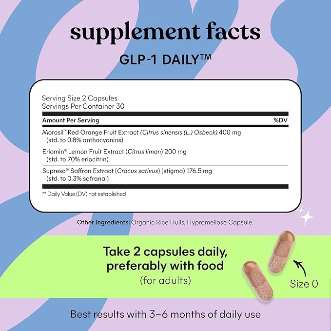 Lemme GLP-1 Daily, Reduce Hunger & Cravings, Boost GLP-1 Production, Support Fat Loss and Weight Management with Clinically Studied Ingredients, 1 Month Supply (60 Capsules)