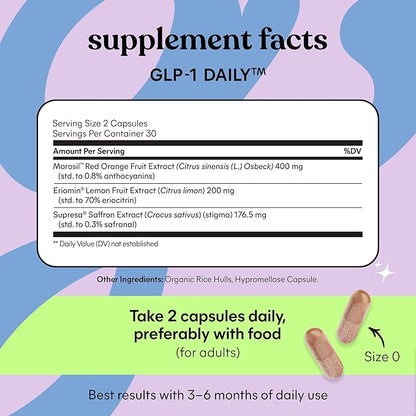 Lemme GLP-1 Daily, Reduce Hunger & Cravings, Boost GLP-1 Production, Support Fat Loss and Weight Management with Clinically Studied Ingredients, 1 Month Supply (60 Capsules)