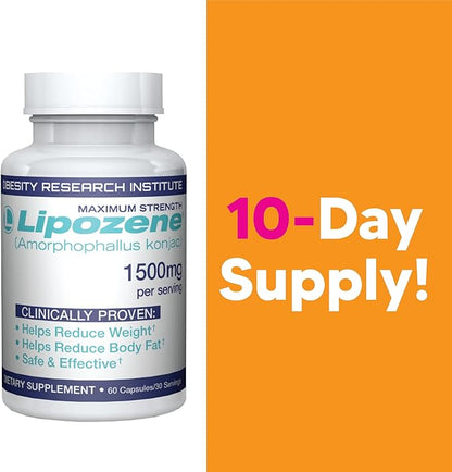 Lipozene Diet Pills - Weight Loss Supplement - Appetite Suppressant- 1 Bottle of 60 Capsules for 30 Servings- No Caffeine
