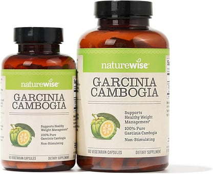 Naturewise Garcinia Cambogia - 60% HCA Concentration Extract, Natural Support for Weight Goals and Energy Levels - Vegan, Non-GMO, Gluten Free - 180 Capsules[2-6 Month Supply]