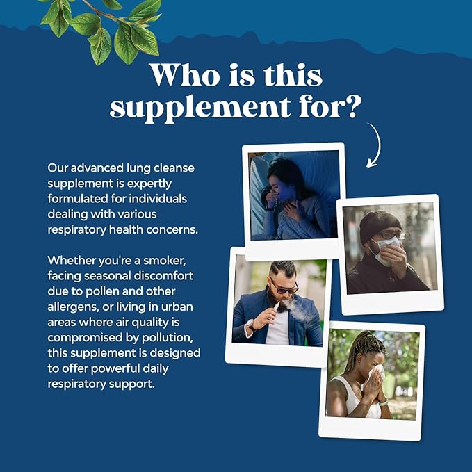 Lung Detox Mullein Leaf Capsules - Purifying Mullein Lung Cleanse Complex with NAC Quercetin & Cordyceps Extracts - Mullein Leaf Herb Respiratory Supplement for Sinus Immunity & Breathing Support 30ct