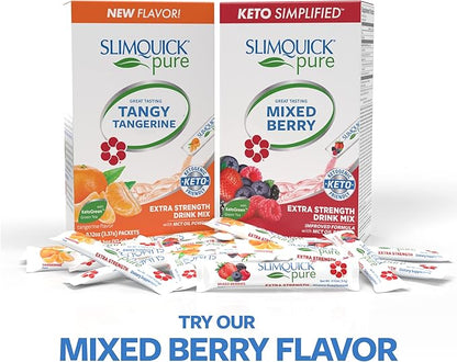 SlimQuick Extra Strength Weight Management Drink Mix for Women, Tangerine - Helps Metabolism, Keeps Full for Longer with Green Tea, Caffine, Chaste Tree, Rhodiola Extract - 26 Count