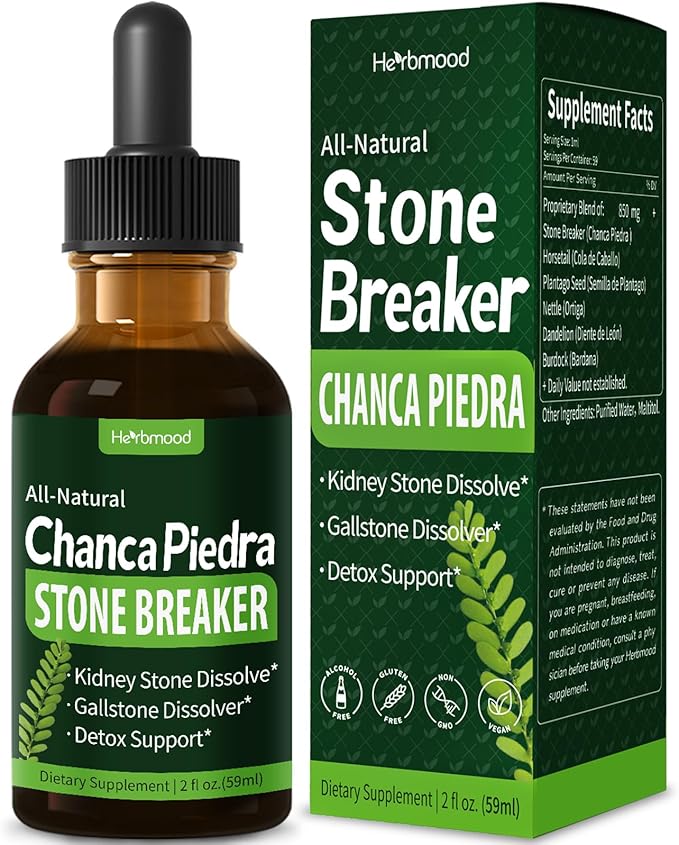 Herbal Liquid Drops, Natural Stone Breaker Extract for Kidney Stone Dissolve & Gallstone Dissolver, Detox Support. 4oz-Apple