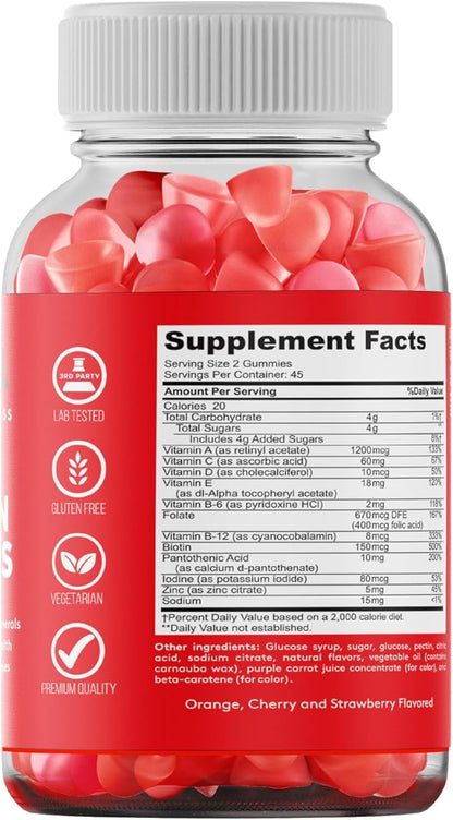 Multivitamin Gummies Daily Adult Gummy Vitamins for Men & Women - 90 Gummies - Nutritional Support with 13 Essential Vitamins and Minerals Made in USA