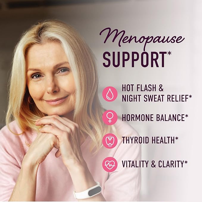 Menopause Support Gummies | Hormone Balance Relief for Hot Flashes, Night Sweats, Mood Swings, & Bloating | with Phytoestrogen Soy Extract, Vitamin D3, PABA, Biotin | Vegetarian, Gluten-Free | 60ct.