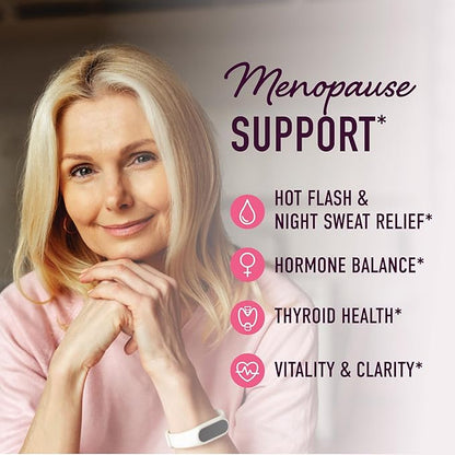 Menopause Support Gummies | Hormone Balance Relief for Hot Flashes, Night Sweats, Mood Swings, & Bloating | with Phytoestrogen Soy Extract, Vitamin D3, PABA, Biotin | Vegetarian, Gluten-Free | 60ct.