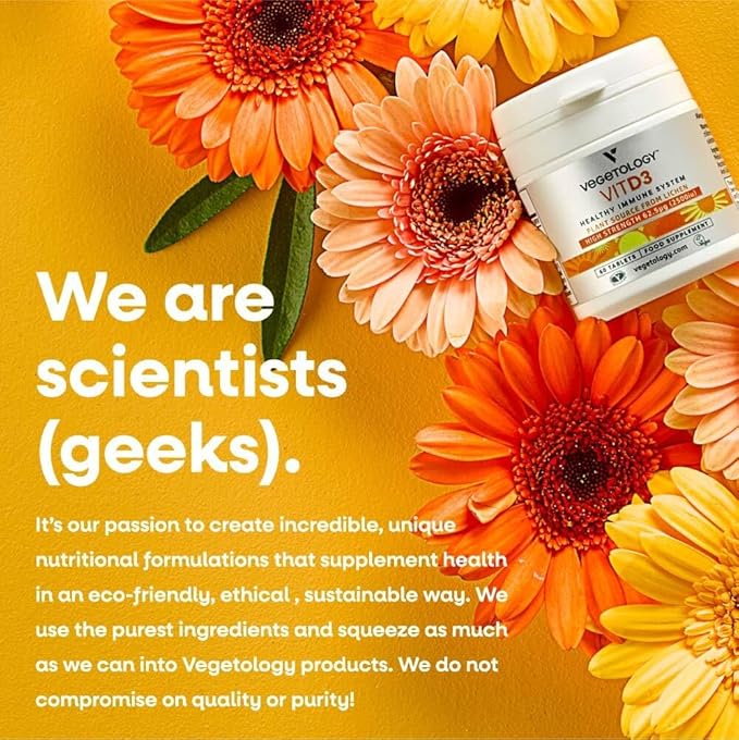 Chewable Vitamin D3 Tablets – High Strength 62.5µg 2,500IU Vitamin D3 Cholecalciferol – Vegan Gluten Free VIT D3 Vitamin Supplements (60Ct)