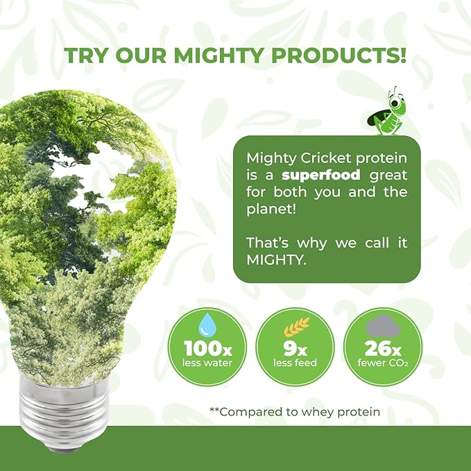 Mighty Cricket Protein Powder. 20g Clean Prebiotic Cricket Protein. No Sugar, Low Carbs, Gluten & Dairy Free. Keto & Paleo, 100% Natural Ingredients. Vanilla, 1 lb (Pack of 1)