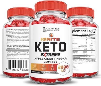 (5 Pack) Ignite Keto ACV Gummies Extreme 2000MG Advanced Ignite Keto Gummies Apple Cider Vinegar Formulated with Pomegranate Beet Juice Powder B12 Vegan Non GMO 300 Gummys