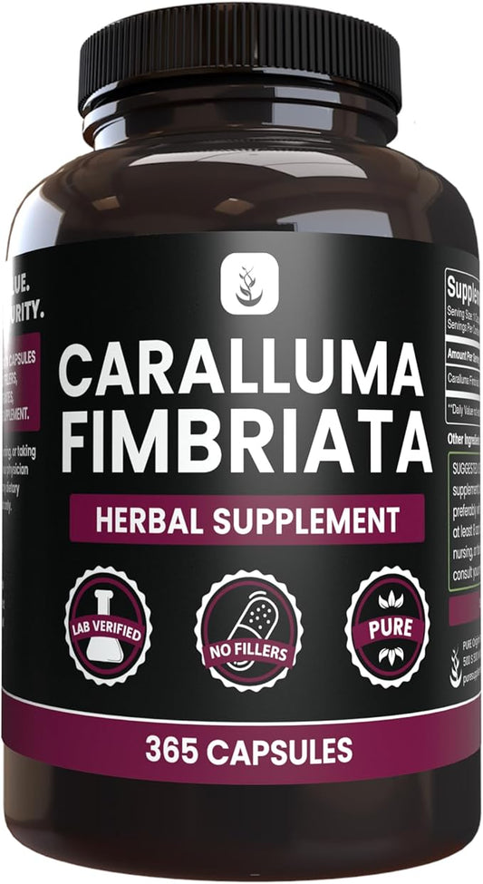 PURE ORIGINAL INGREDIENTS Caralluma Fimbriata (365 Capsules) No Magnesium Or Rice Fillers, Always Pure, Lab Verified