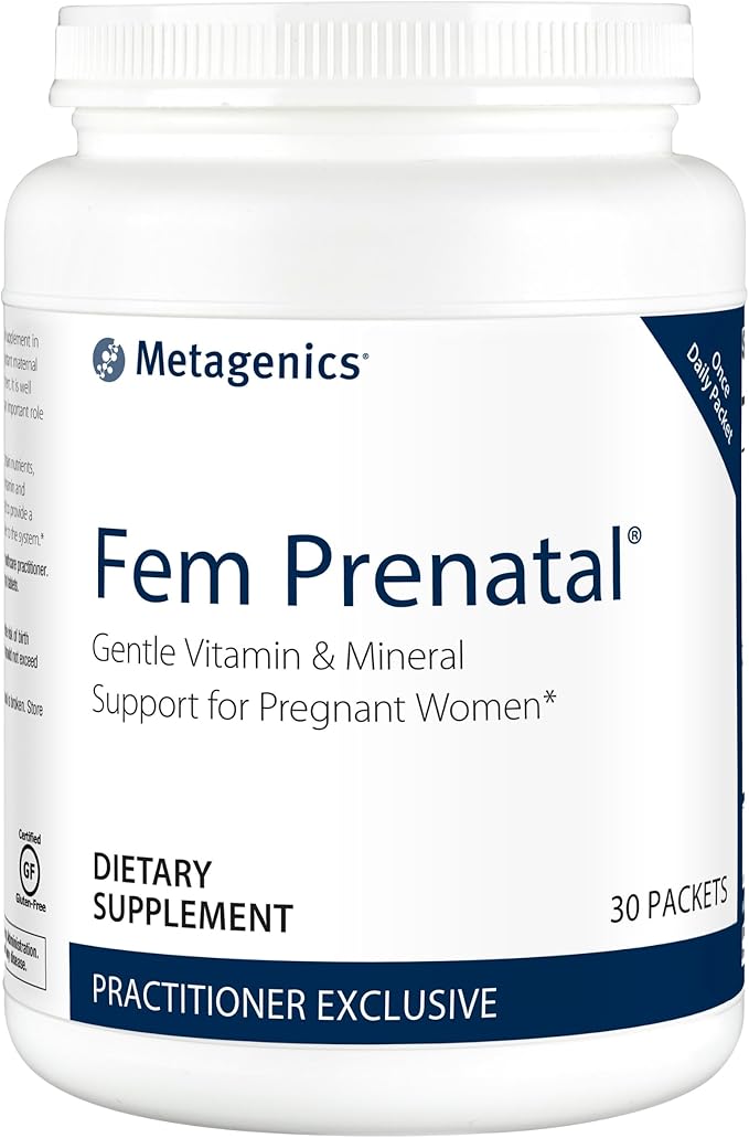 Metagenics Fem Prenatal - Prenatal Vitamin & Minerals Supplement* - Prenatals for Women* - with Vitamin C, Iodine & Biotin - Multivitamins Gentler to The System - 30 Packets