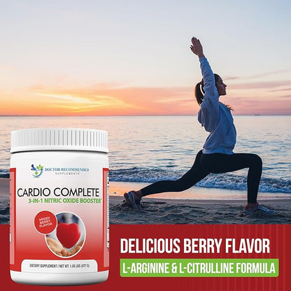 Cardio Complete - Heart Health Support Powder Supplement - 3-in-1 Nitric Oxide Booster with 5,000 L-Arginine, 1,000mg L-Citrulline, and Hawthorn Berry