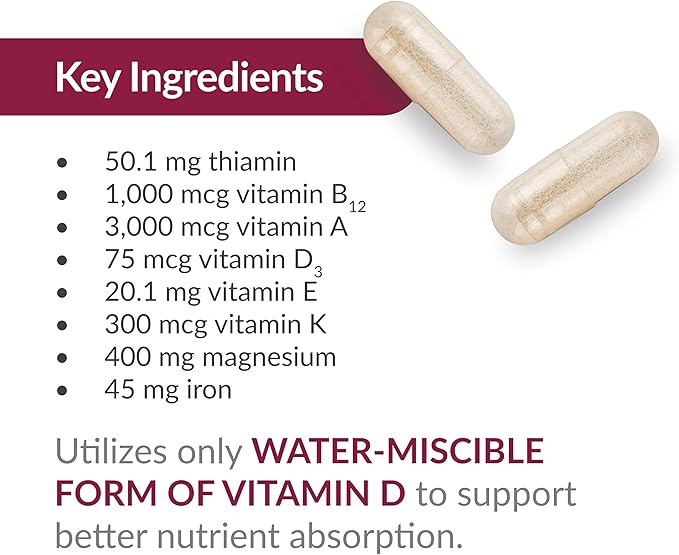 Bariatric Advantage Ultra Multivitamin with Iron - Ultra Multi with Iron - Capsule Format Multivitamin - Provides Full Complex of B Vitamins - with Vitamin C, Chromium & More - 90 Capsules