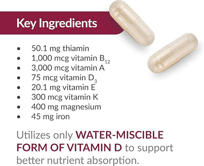 Bariatric Advantage Ultra Multivitamin with Iron - Ultra Multi with Iron - Capsule Format Multivitamin - Provides Full Complex of B Vitamins - with Vitamin C, Chromium & More - 90 Capsules