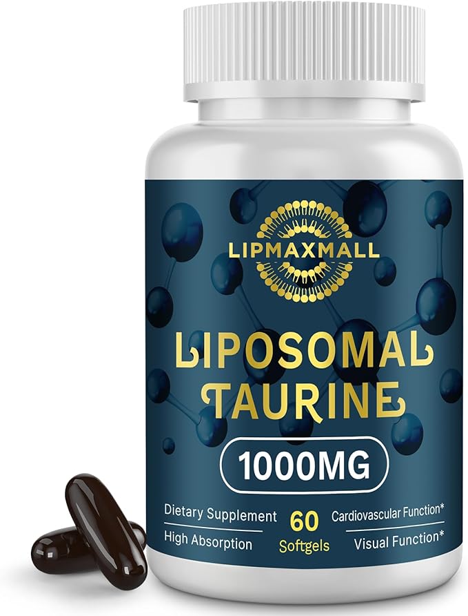 Liposomal Taurine Supplement 1000mg, High Absorption Amino Acid for Heart, Nerve, Brain, Visual, Longevity & Muscle (60 Softgels - 1 Pack)