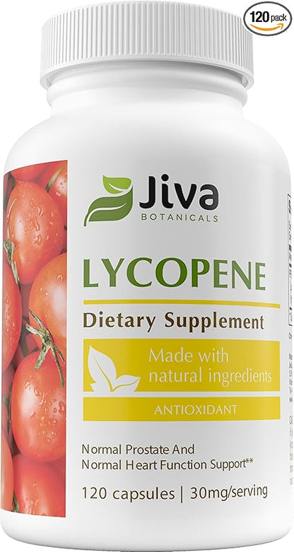 Jiva Botanicals Lycopene Capsules - Antioxidant Support - Premium Lycopene Supplement from Tomato Fruit - 120 Veggie Capsules