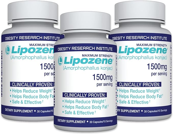 Lipozene Diet Pills - Weight Loss Supplement - Suppresses Appetite- Three Bottles of 90 Capsules in Total