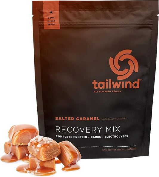 Tailwind Nutrition Recovery Mix, Complete Protein, Carbohydrates, and Electrolytes Powder Drink Mix for Post-Workout, Free of Gluten, Soy, and Dairy, Vegan, 15 Servings, Salted Caramel