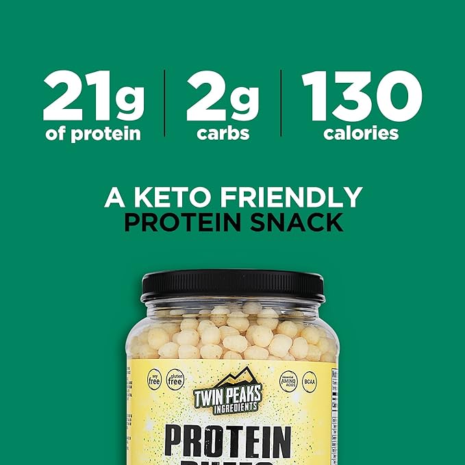 Twin Peaks Low Carb, Keto Friendly Protein Puffs, Sour Cream & Onion (300g, 21g Protein, 2g Carbs)