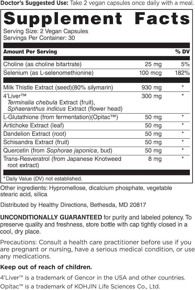 DOCTORS' PREFERRED Liver+ Revive & Restore 10-in-1 Formula with Clinically Validated 4’Liver and Milk Thistle | 60 Capsules