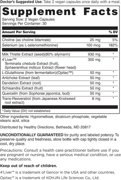 DOCTORS' PREFERRED Liver+ Revive & Restore 10-in-1 Formula with Clinically Validated 4’Liver and Milk Thistle | 60 Capsules