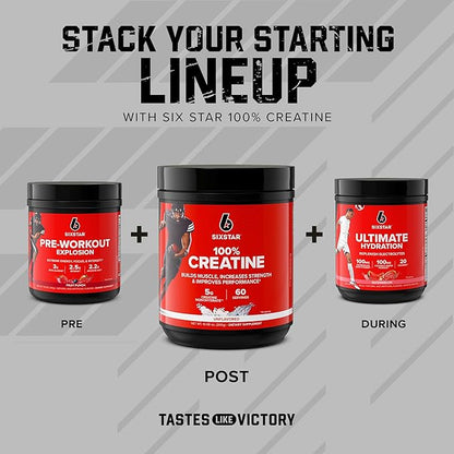 Six Star 100% Creatine Monohydrate Powder - Unflavored Micronized Creatine Monohydrate Supplement for Workout Performance, Muscle Building & Strength - Creatine Powder for Women & Men - 60 Servings