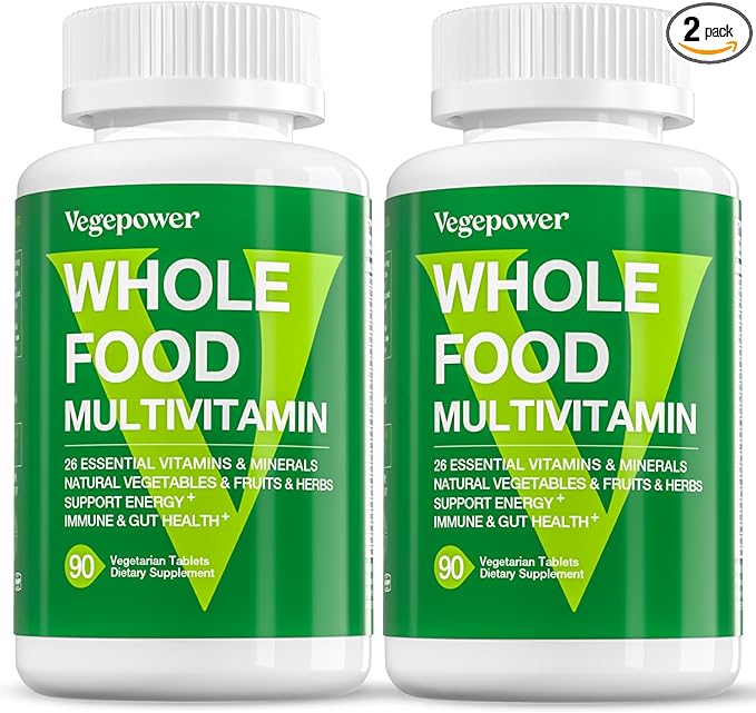 Vegan Whole Food Multivitamin for Men, Daily Multivitamin for Men and Women, Organic Fruits & Vegetables, B-Complex, Herb& Mushroom Blend, Omegas, Minerals, All Natural, Non-GMO, 180 Count