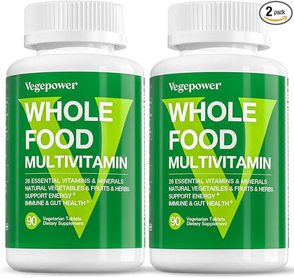 Vegan Whole Food Multivitamin for Men, Daily Multivitamin for Men and Women, Organic Fruits & Vegetables, B-Complex, Herb& Mushroom Blend, Omegas, Minerals, All Natural, Non-GMO, 180 Count