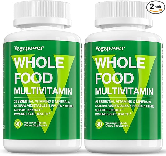 Vegan Whole Food Multivitamin for Men, Daily Multivitamin for Men and Women, Organic Fruits & Vegetables, B-Complex, Herb& Mushroom Blend, Omegas, Minerals, All Natural, Non-GMO, 180 Count