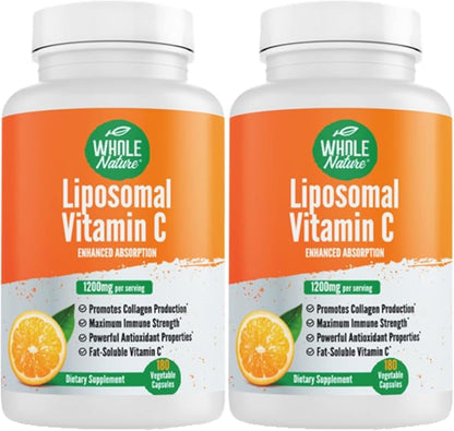 Liposomal Vitamin C Supplement Pills 1200 mg - High Absorption 180 Vegan Capsules Fat Soluble Vit C, Maximum Strength Immunity Support & Collagen Booster, Sunflower Lecithin , lypo spheric (2)
