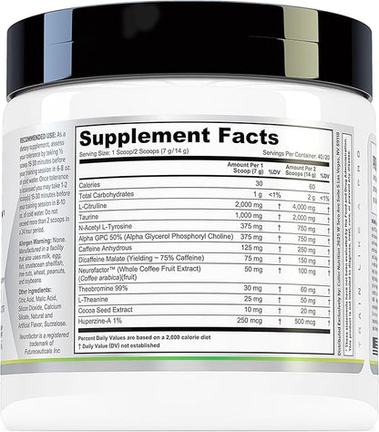 Prevail Pre Workout Powder with Nootropics: Pre Workout for Men and Women, Cutting Edge Energy and Focus Supplement with L Citrulline, Alpha GPC, L Tyrosine | Sour Lime Gummy, 40 Scoops