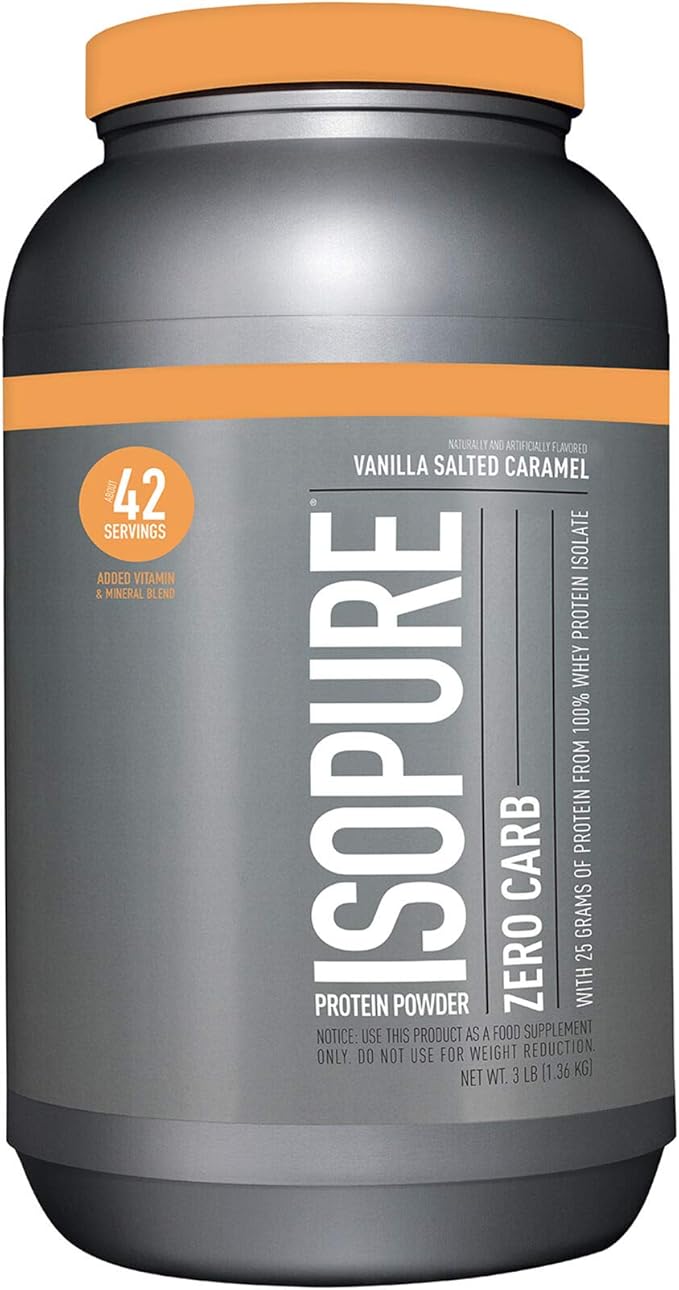 Isopure Protein Powder, Zero Carb Whey Isolate with Vitamin C & Zinc for Immune Support, 25g Protein, Keto Friendly, Vanilla Salted Caramel, 42 Servings, 3 Pounds (Packaging May Vary)