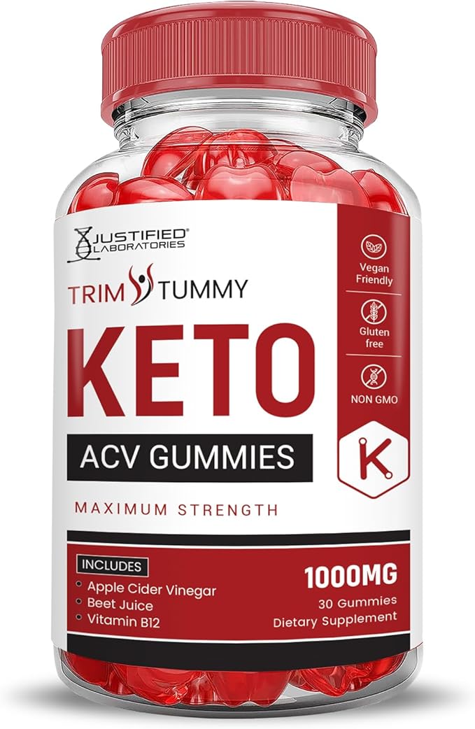 (2 Pack) Trim Tummy Keto ACV Gummies Advanced Formula 1000MG Trim Tummy Keto Gummies Apple Cider Vinegar Formulated with Pomegranate Beet Juice Powder B12 Vegan Non GMO 120 Gummys