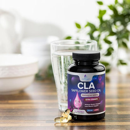 CLA Supplement, Conjugated Linoleic Acid 1560mg - Extra Strength CLA Supplement Pills - Support Body Composition, Lean Muscle Tone, & Energy - Safflower Capsules, Gluten Free, Non-GMO - 120 Softgels