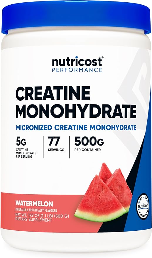Nutricost Creatine Monohydrate Powder (Watermelon, 500 Gram) - Micronized Creatine Supplement - Vegan, Non-GMO, Gluten Free