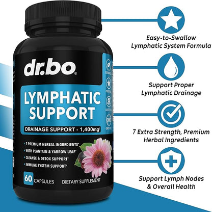 Lymphatic Drainage Supplements Pills - Lymphatic Support Total Herbal Cleanse Products with Echinacea Lymph System Support Supplement for Nodes Legs & Neck - Lymph Node Detox Lymphatic System Drainage